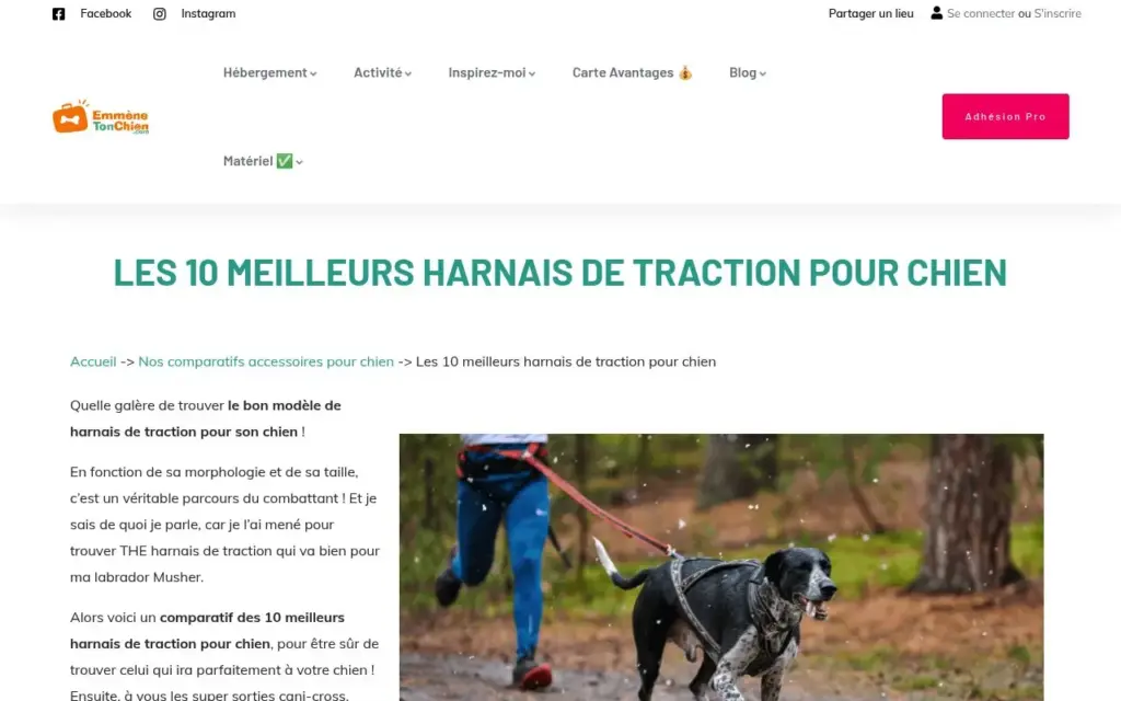 Apercu du site Emmene Ton Chien Harnais de traction